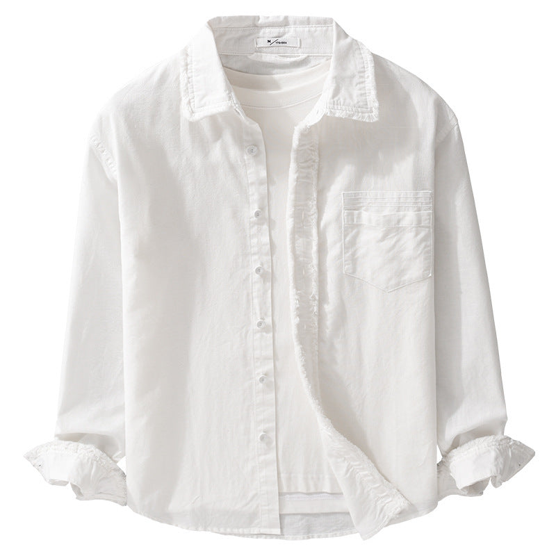 Men's fringe overshirt made of cotton blend with chest pocket and button placket Chichicherry