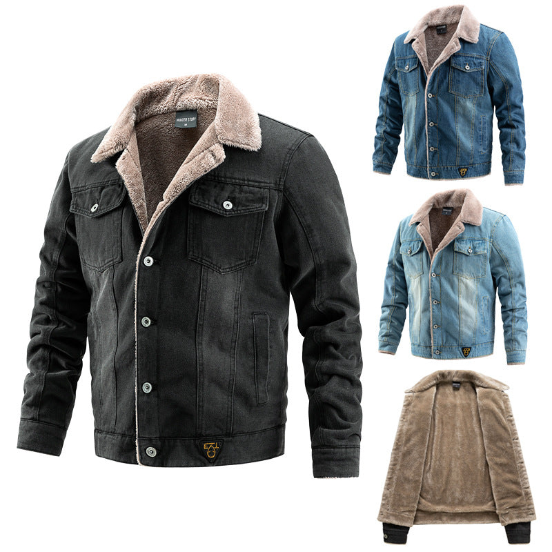 Men's denim jacket with teddy lining and vintage wash Chichicherry