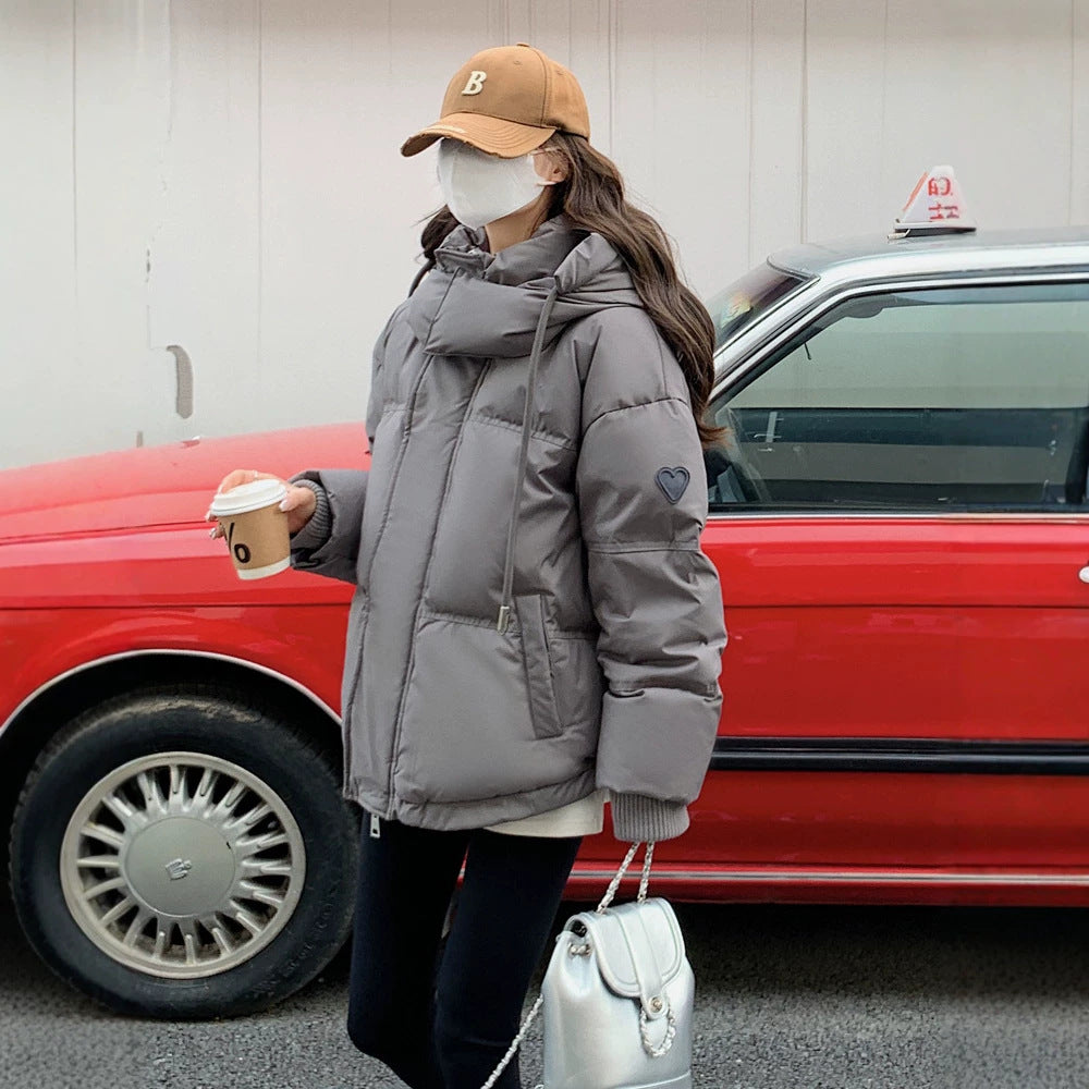 Women’s oversized quilted short jacket with hood, windproof lining and oversized collar Chichicherry