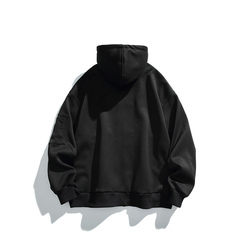 Unisex Oversize Hoodie Jacket with Front Zipper, Arm Pocket and Ribbed Hem Chichicherry