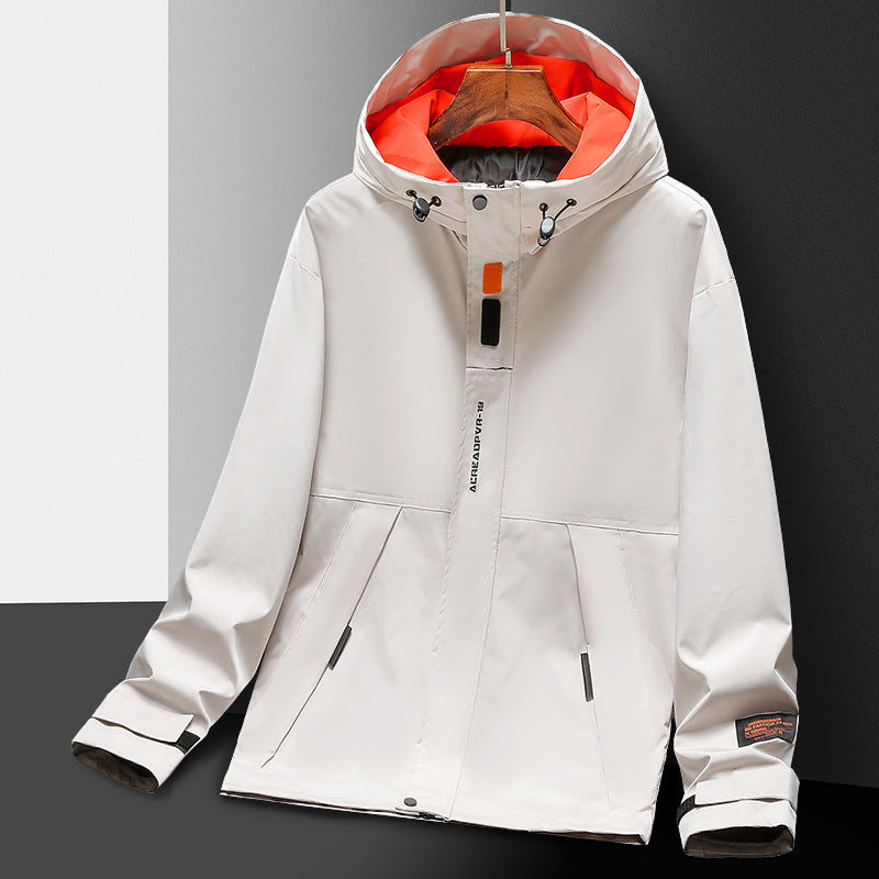 Men's Lightweight Utility Rain Jacket with Hood, Windproof Softshell and Reflective Inserts Chichicherry