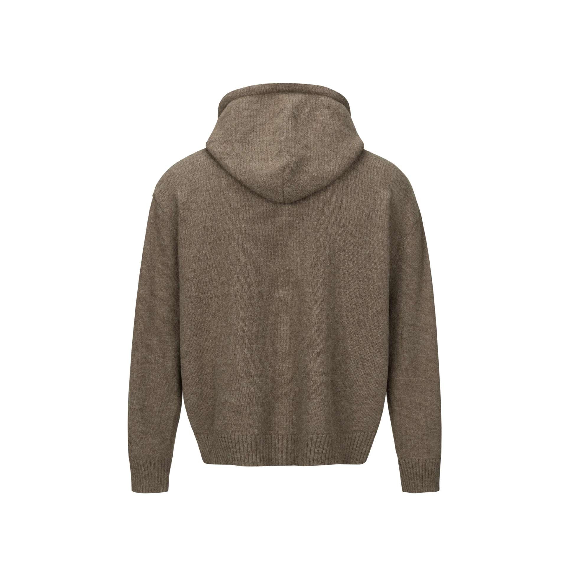 Unisex hooded cardigan with button placket, brushed knit texture and ribbed cuffs Chichicherry