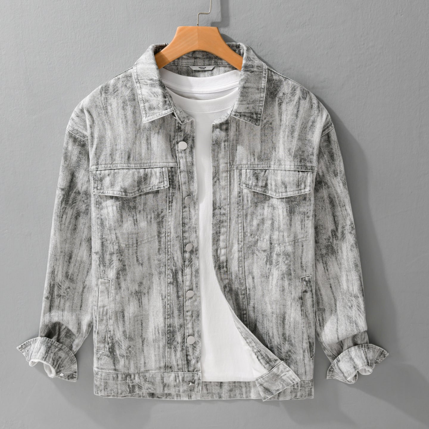 Men's denim jacket in acid wash look with oversized cut Chichicherry