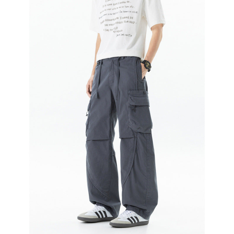 Men's Loose Cargo Pants in Baggy Cut with Utility Pockets and Drawstring Waist Chichicherry
