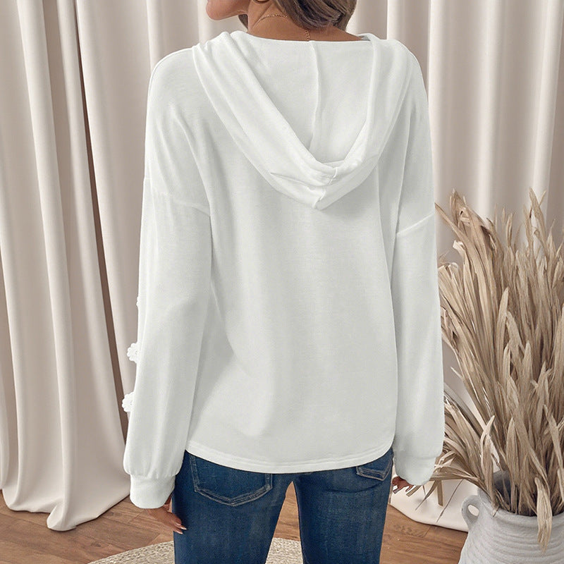 Women's hooded henley with lace inserts and casual tunic silhouette Chichicherry