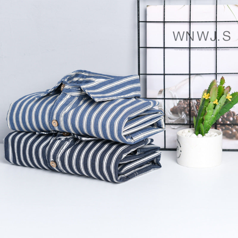 Men's Casual Striped Linen Blend Shirt Jacket in Relaxed Fit with Chest Pocket Chichicherry