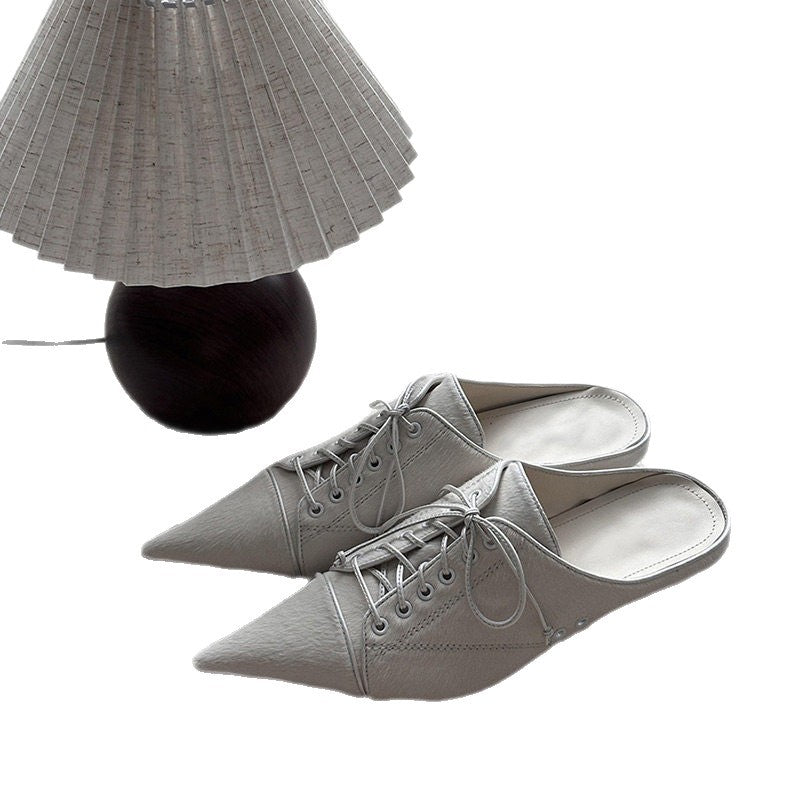 Women's pointed lace-up ballerinas in retro couture style Chichicherry