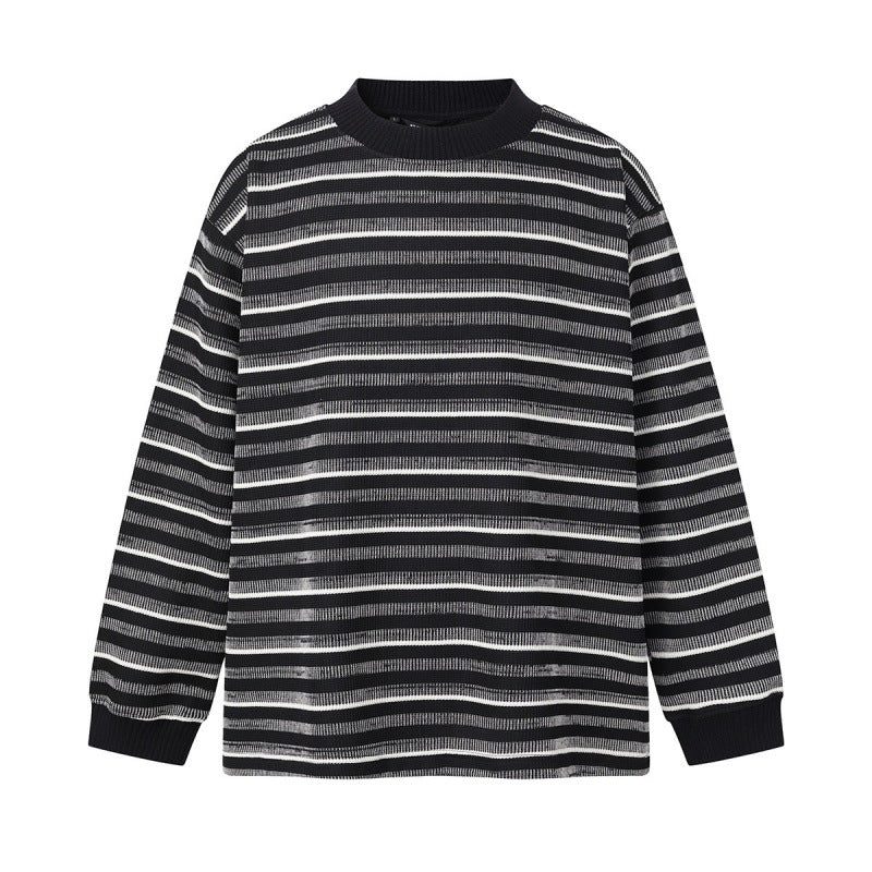 Unisex locker-fit structured knit sweater with round neck and maritime stripes Chichicherry