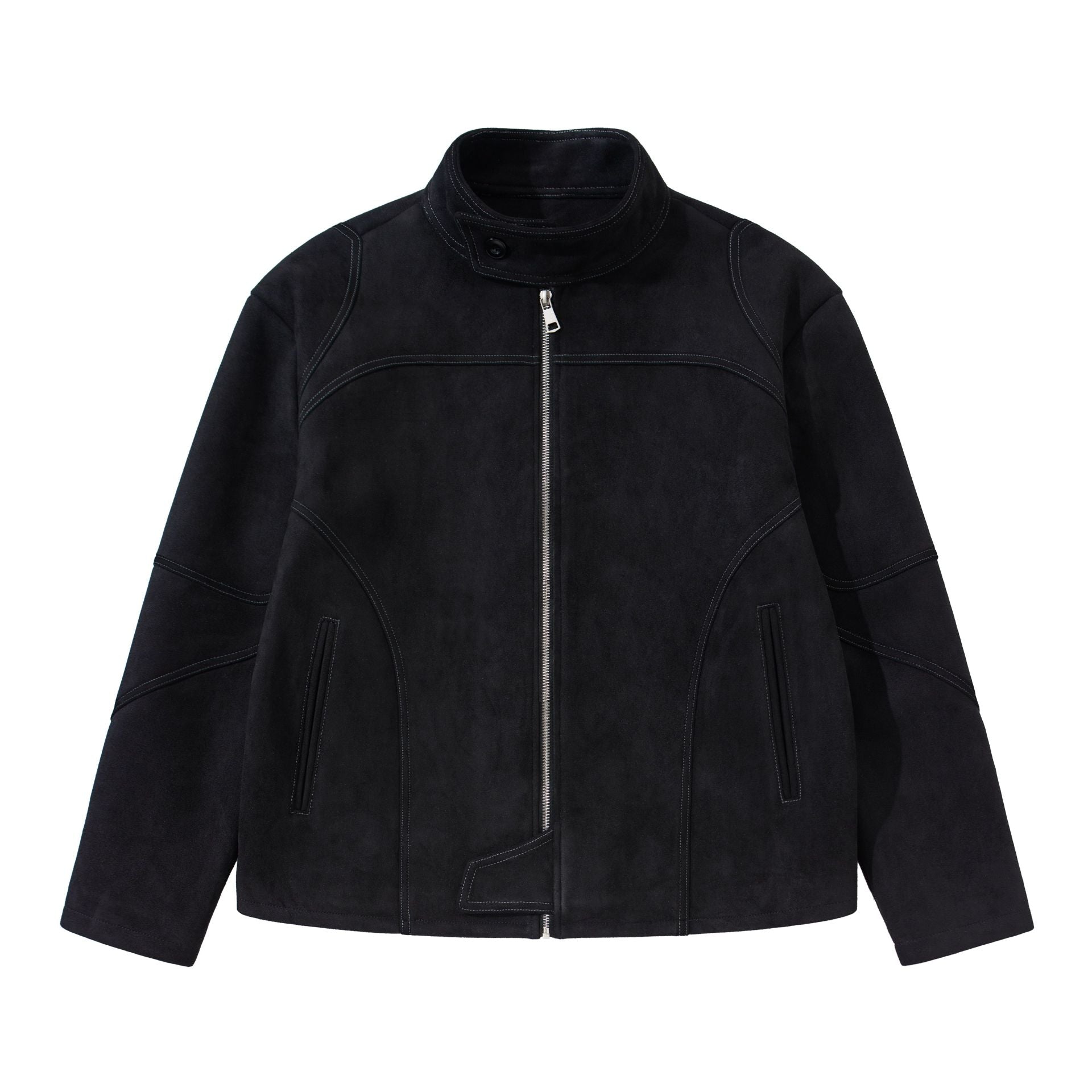 Men's short jacket in suede leather look with stand-up collar and distinctive dividing seam Chichicherry