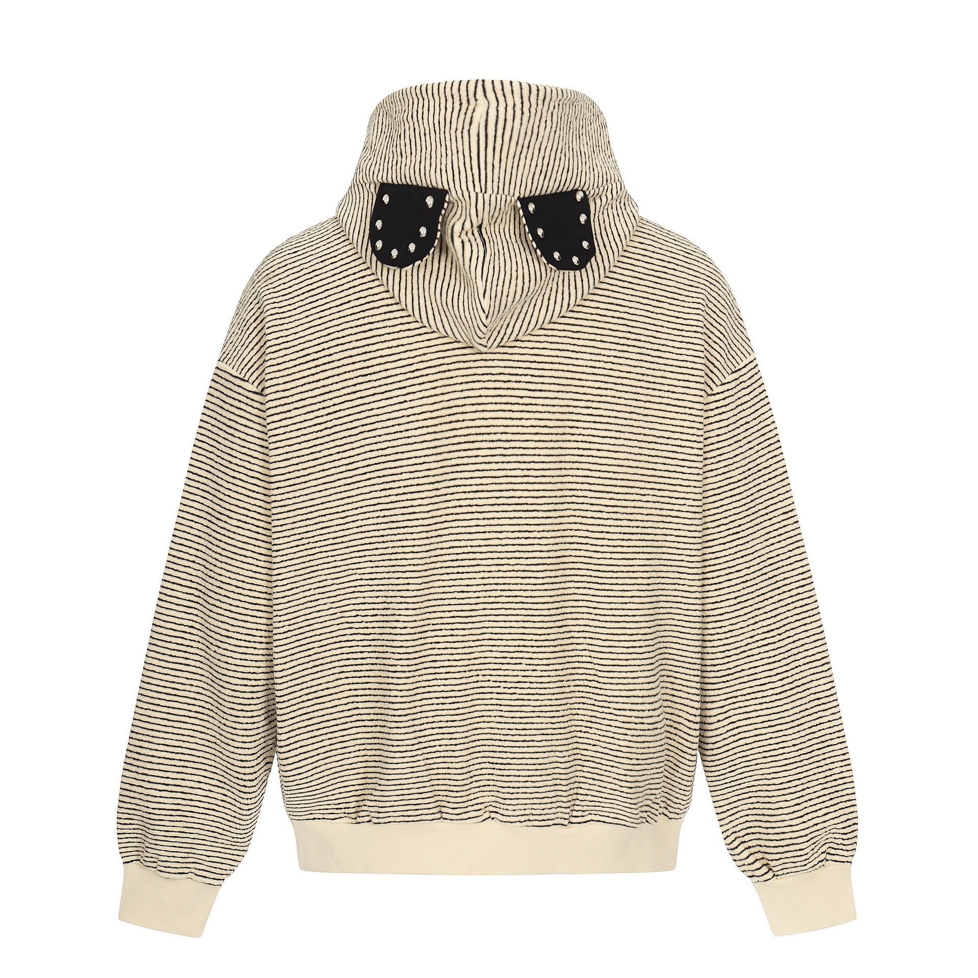 Unisex Striped Zip-Up Hoodie Sweatshirt with Textured Surface Chichicherry