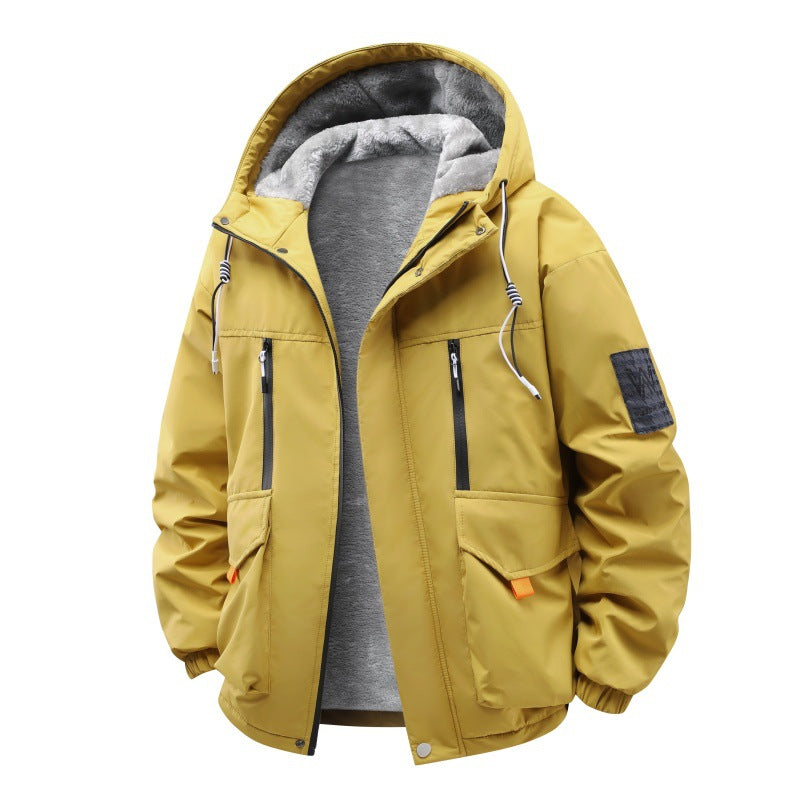 Men's Technical Outdoor Jacket with Teddy Lining, Windproof Outer Layer and Multifunction Pockets Chichicherry
