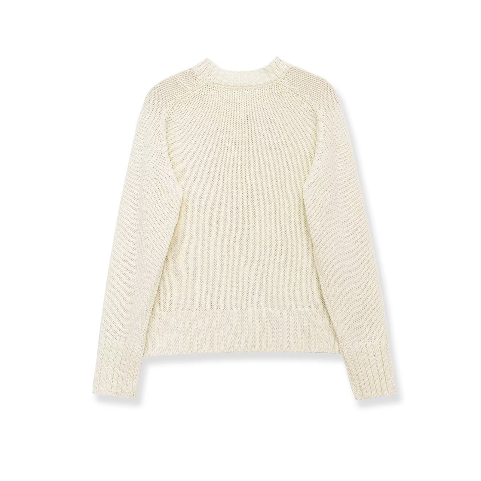 Women's chunky knit Henley sweater with wooden buttons and ribbed cuffs Chichicherry