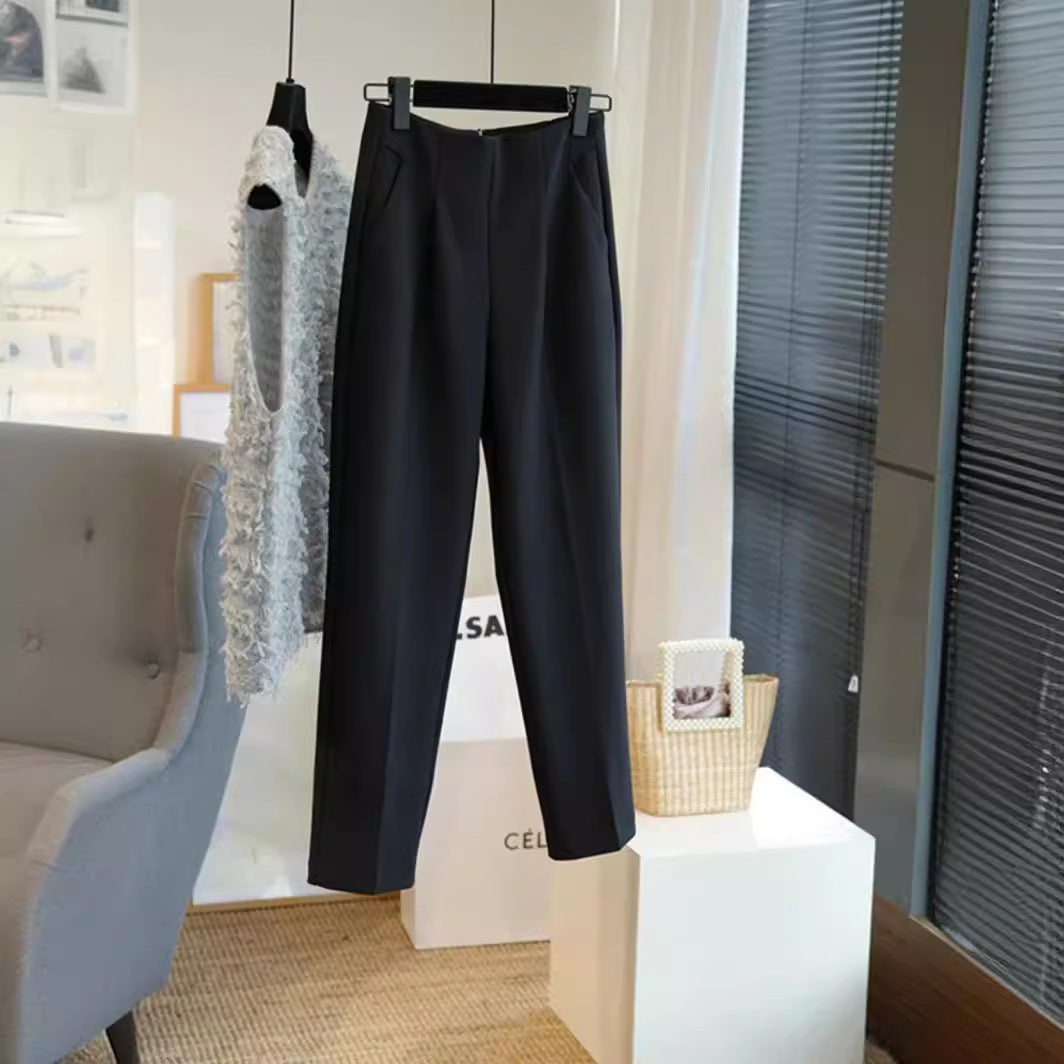 Ladies Elegant High-Waisted Fabric Pants Chichicherry