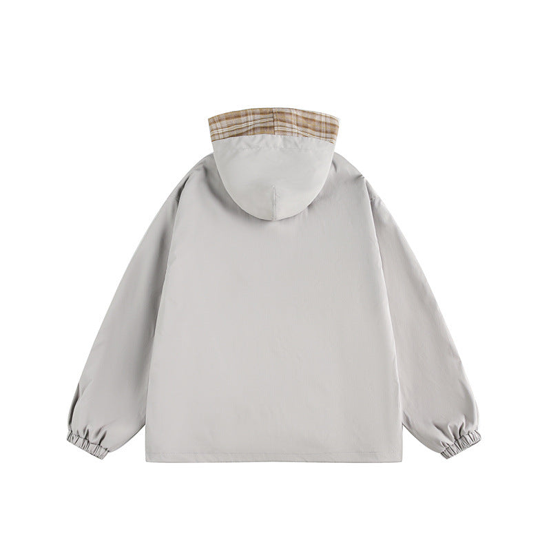 Unisex Two-Layer Hoodie with Checked Inner Placket and Elastic Cuffs Chichicherry