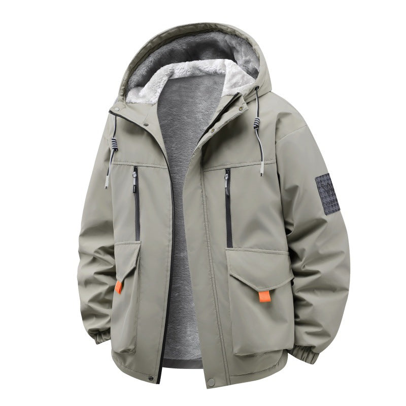 Men's Technical Outdoor Jacket with Teddy Lining, Windproof Outer Layer and Multifunction Pockets Chichicherry