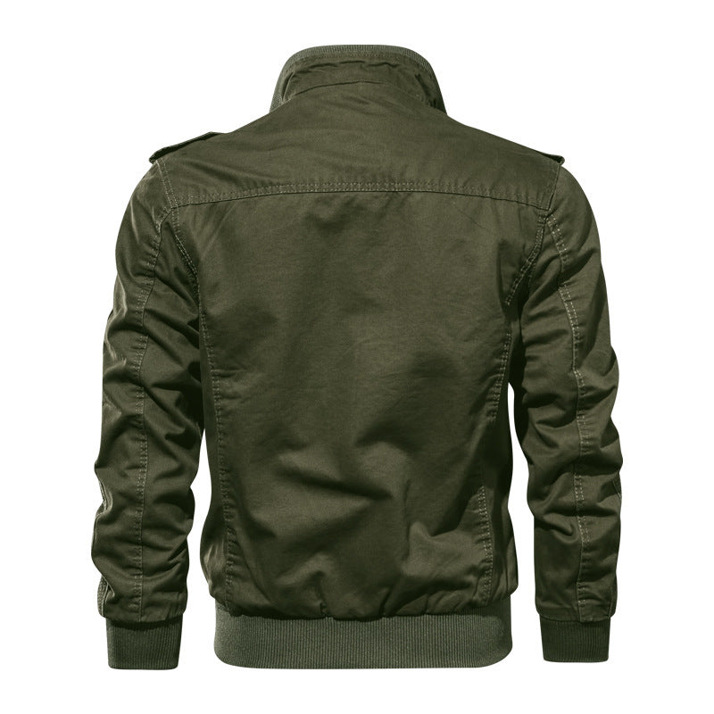 Men's Canvas Field Blouson with Epaulettes, Flap Pockets, and Ribbed Hem Chichicherry