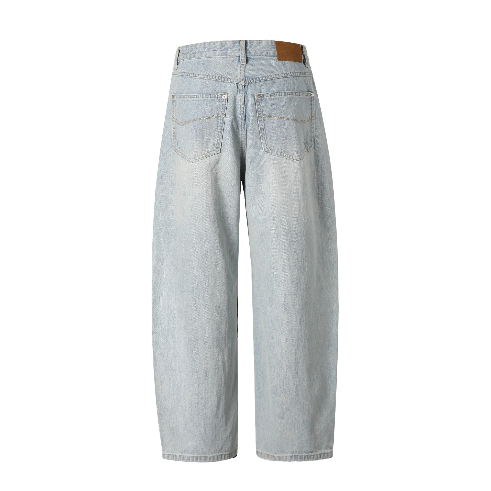 Ladies High-Waist Relaxed-Straight Jeans with Destroy Effect and Wide Leg Chichicherry
