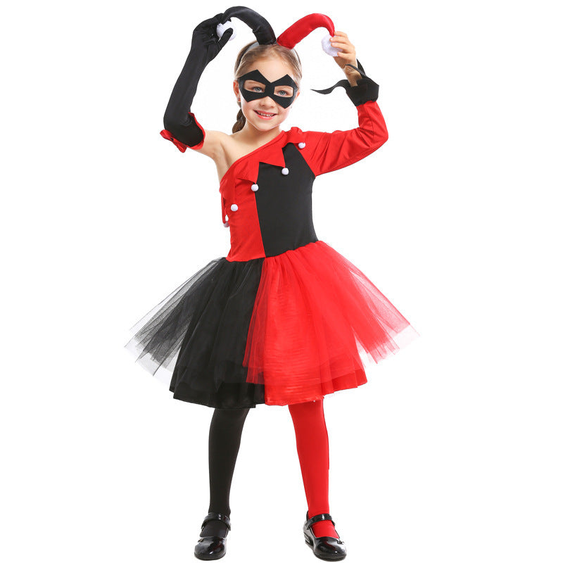 Girl Joker Costume with Tulle Skirt and Masked Accessories Chichicherry