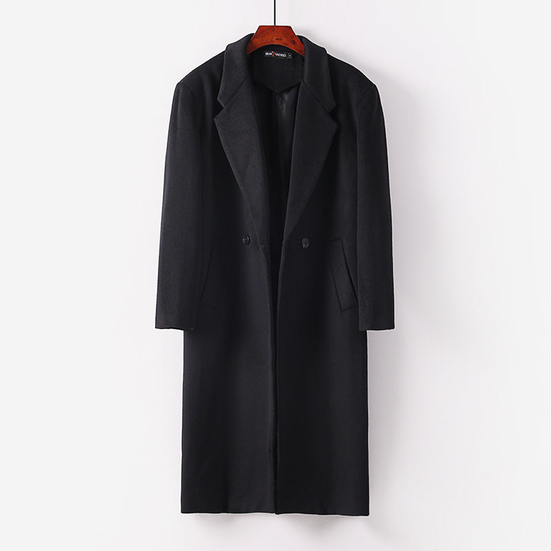 Men's Maxi-Length Wool Blend Overcoat Chichicherry