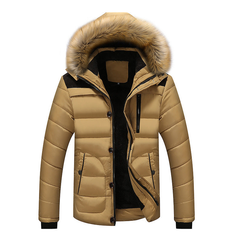 Men's thermal quilted parka with hood, faux fur trim and fleece lining Chichicherry