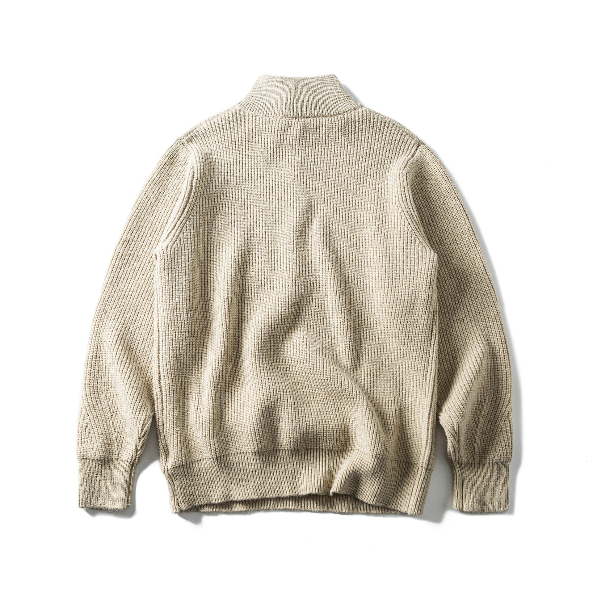 Men's Chunky Knit Half-Zip Pullover with Stand-Up Collar and Chest Pocket Chichicherry