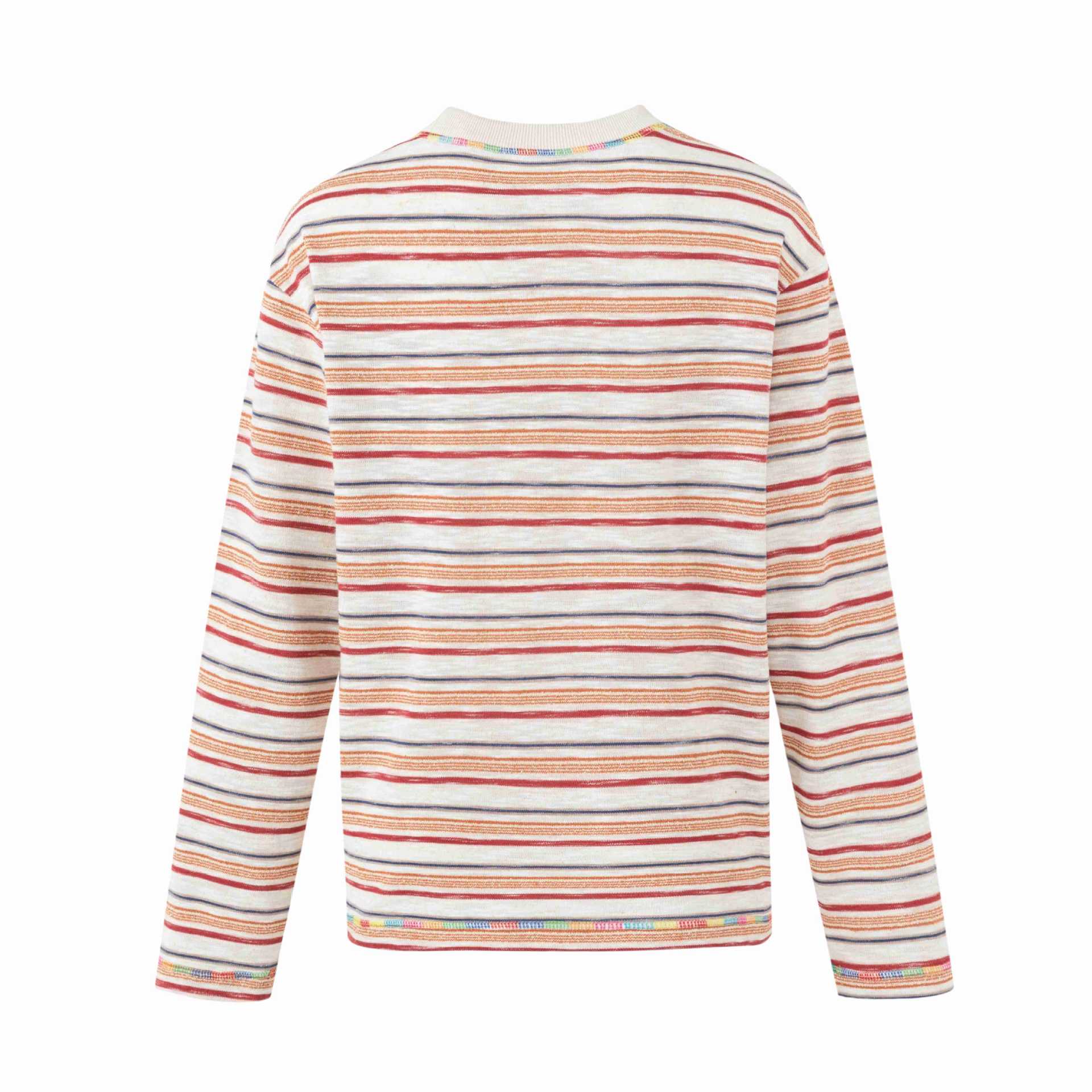Women's Lightweight Striped Long Sleeve Knit Top with Round Neck