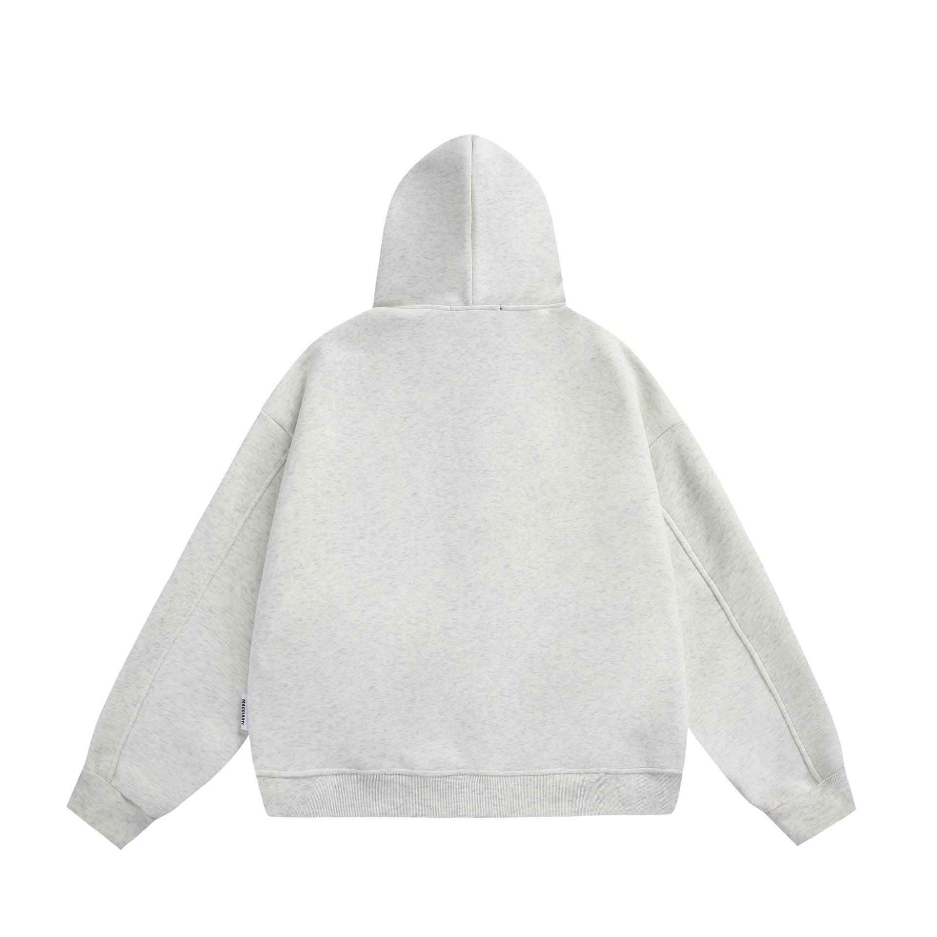 Unisex Hooded Sweat Jacket with Double Zipper and Decorative Seam Panel Chichicherry