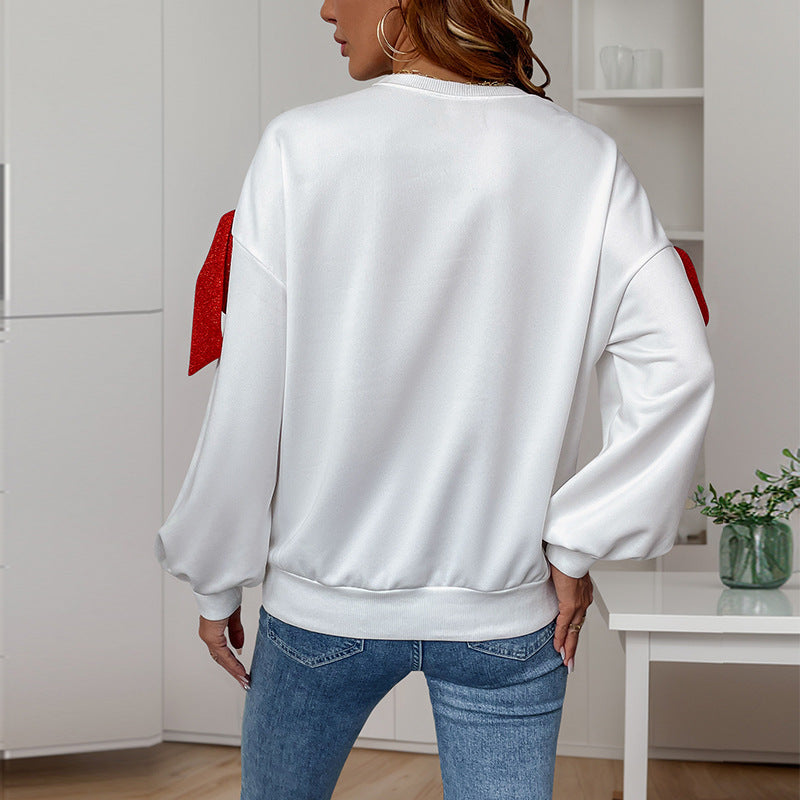 Women's Oversize Sweatshirt with Decorative Ribbons on the Sleeves Chichicherry
