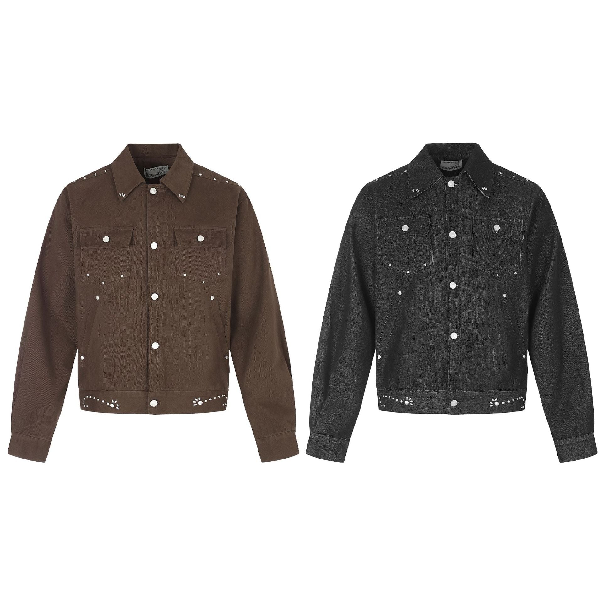 Ladies short-cut western-inspired blouson jacket with stud application Chichicherry