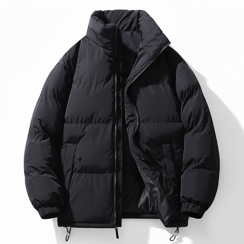 Men's Padded Quilted Jacket with High Collar, Drawstring Hem and Contrast Panel Chichicherry