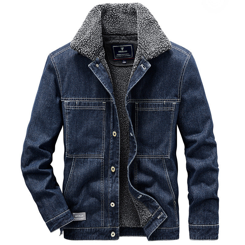Men's Sherpa-lined Denim Jacket in Worker Style Chichicherry