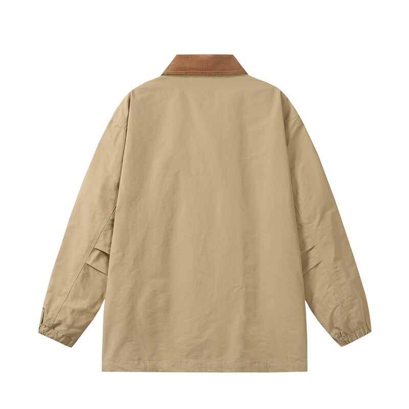 Men's transitional worker jacket in boxy cut with cord collar and flap pockets Chichicherry