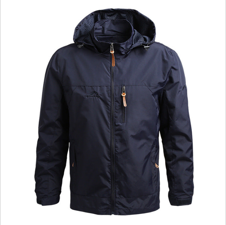 Men's Lightweight Water-Repellent Hooded Windbreaker with Chest Pocket and Adjustable Hem Chichicherry