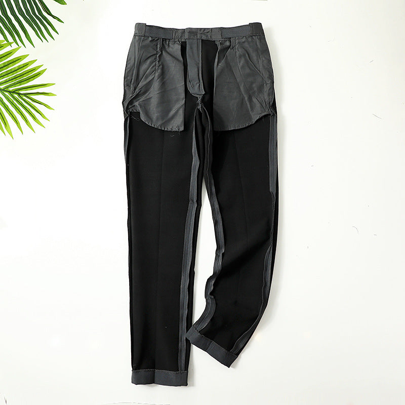 Men's Elegant Straight Cut Suit Trousers with Fold and Straight Leg Chichicherry