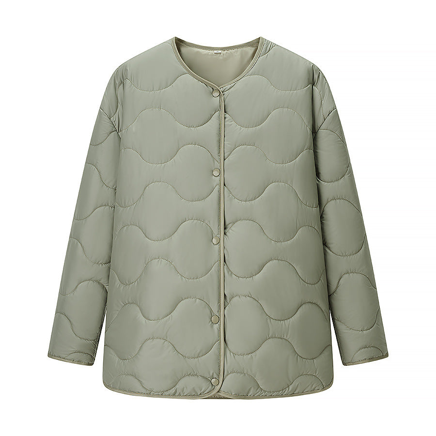 Women’s Longline Padded Jacket with Oversized Silhouette and Snap Button Closure Chichicherry
