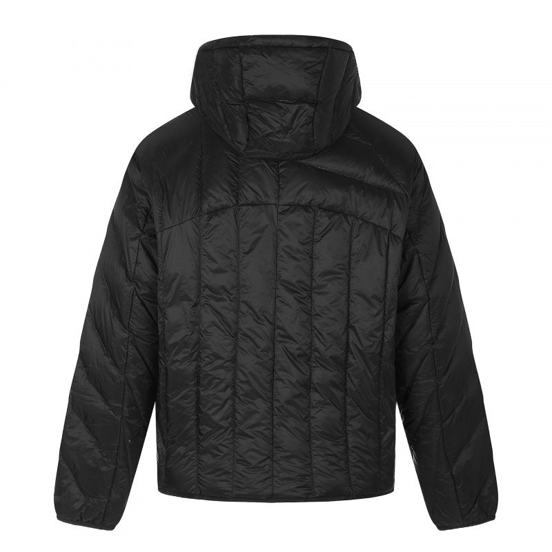 Unisex Short cut quilted hooded jacket with diagonal quilting and elastic hem Chichicherry