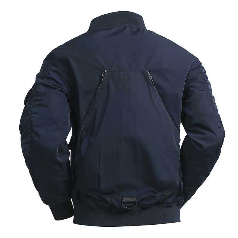 Men's Tactical Bomber Jacket in Field Look with Modular Outer Pockets and Elastic Hem Chichicherry