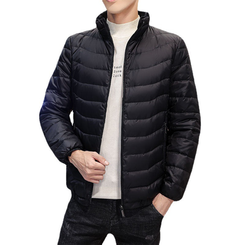 Men's Lightweight Quilted Down-Look Jacket with Stand-Up Collar Chichicherry