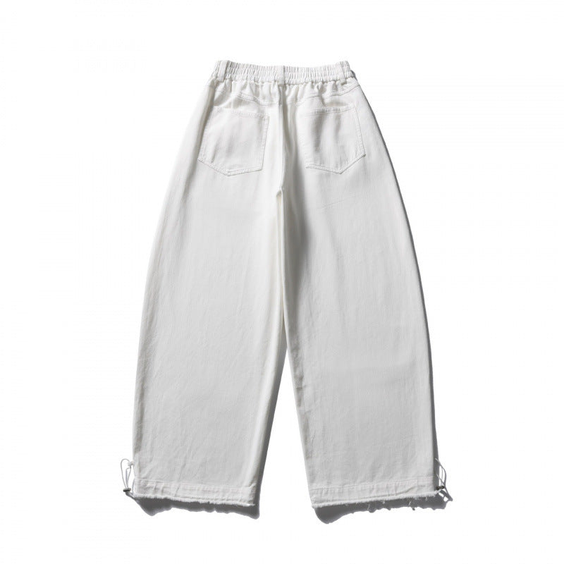 Women Wide High Waist Balloon Pants with Elastic Waistband, Side Pockets, and Drawstring Hem Chichicherry