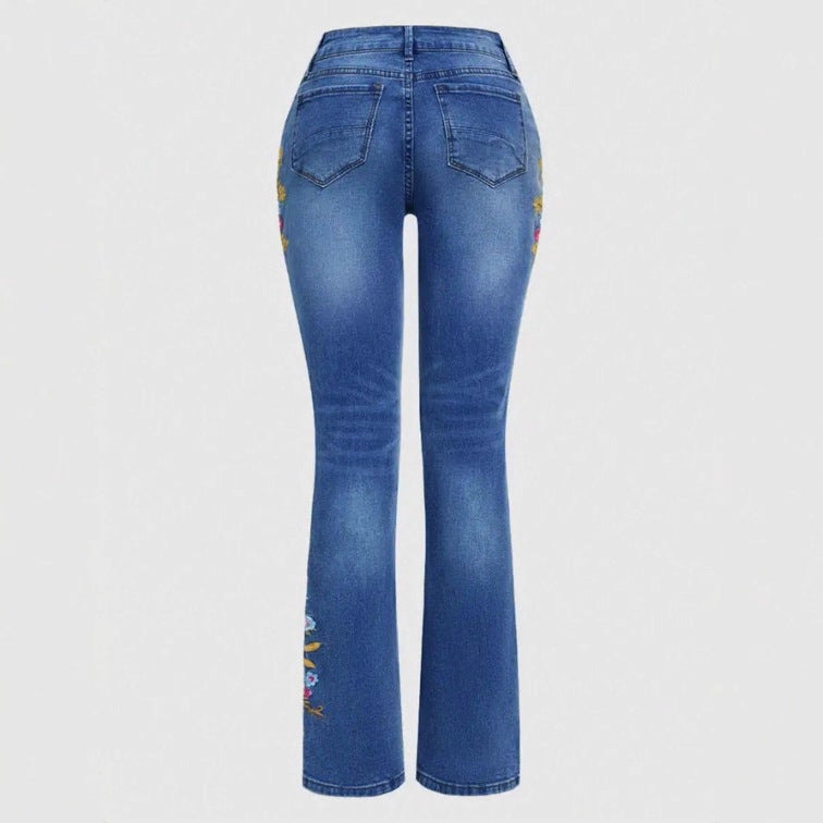 Women's embroidered bootcut jeans with high waist and light stretch Chichicherry