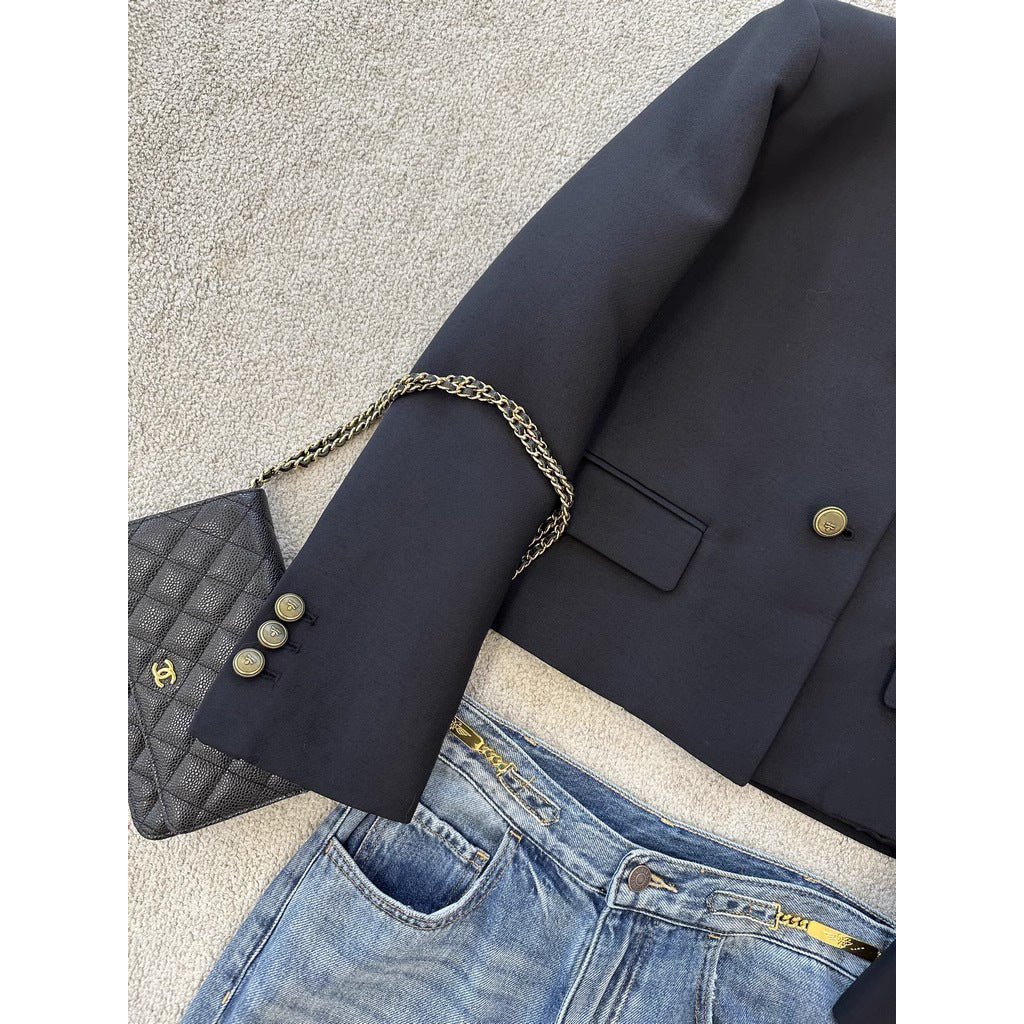 Women Elegant Blazer Jacket with High Collar Chichicherry