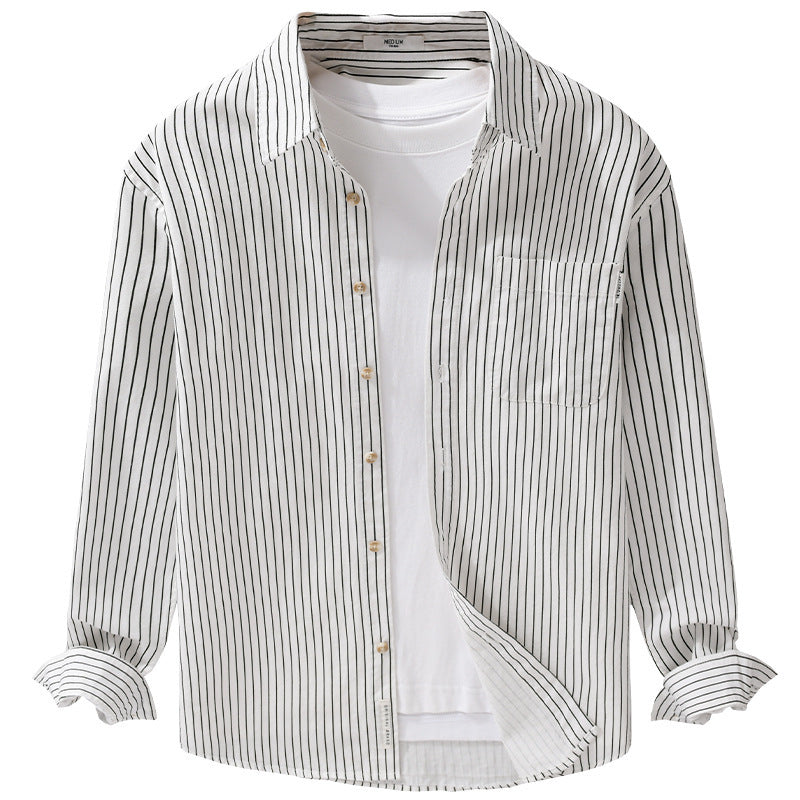 Men's Shirt Jackets-Cut with fine pinstripe and soft cotton blend Chichicherry