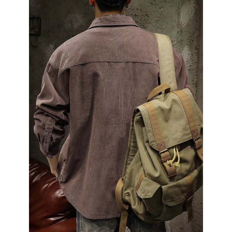 Herren Cord-Überhemdjacke mit aufgesetzten Brusttaschen und entspanntem Oversize-Schnitt Chichicherry