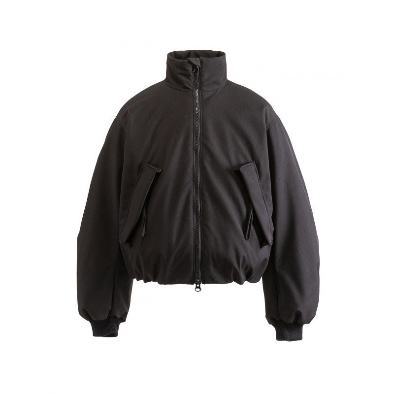 Unisex Boxy quilted bomber jacket with high stand-up collar and flap pockets Chichicherry