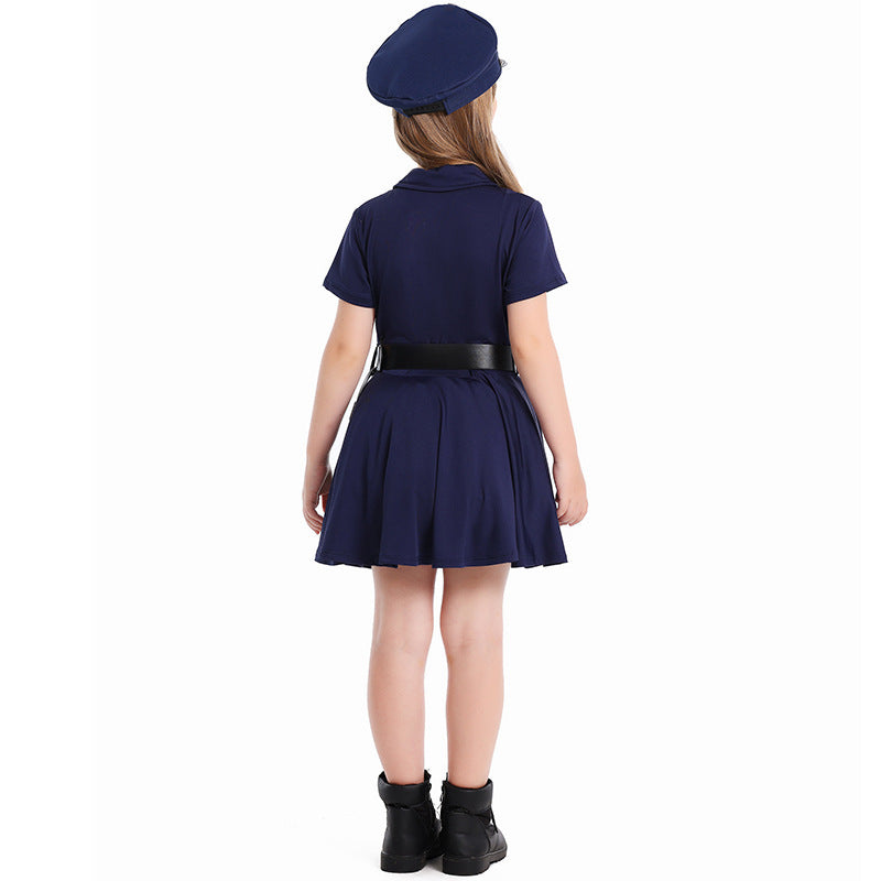 Girl Police Costume with Skirt and Hat Chichicherry