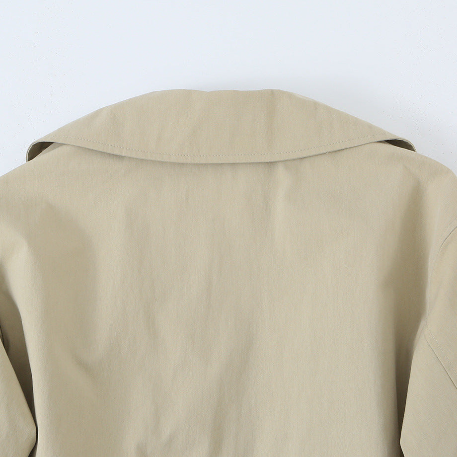 Women's short trench-style jacket with adjustable drawstring and eye-catching lapel Chichicherry