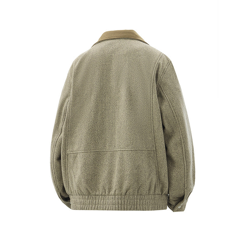 Men's short-cut fleece jacket with cord collar and quilted lining Chichicherry