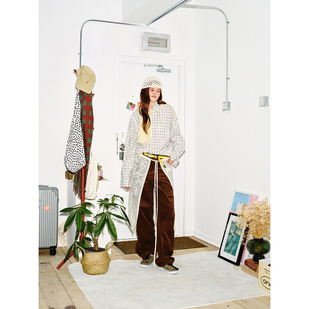 Women's Oversized Shirt made of Linen-Cotton Mix with fine checked pattern Chichicherry