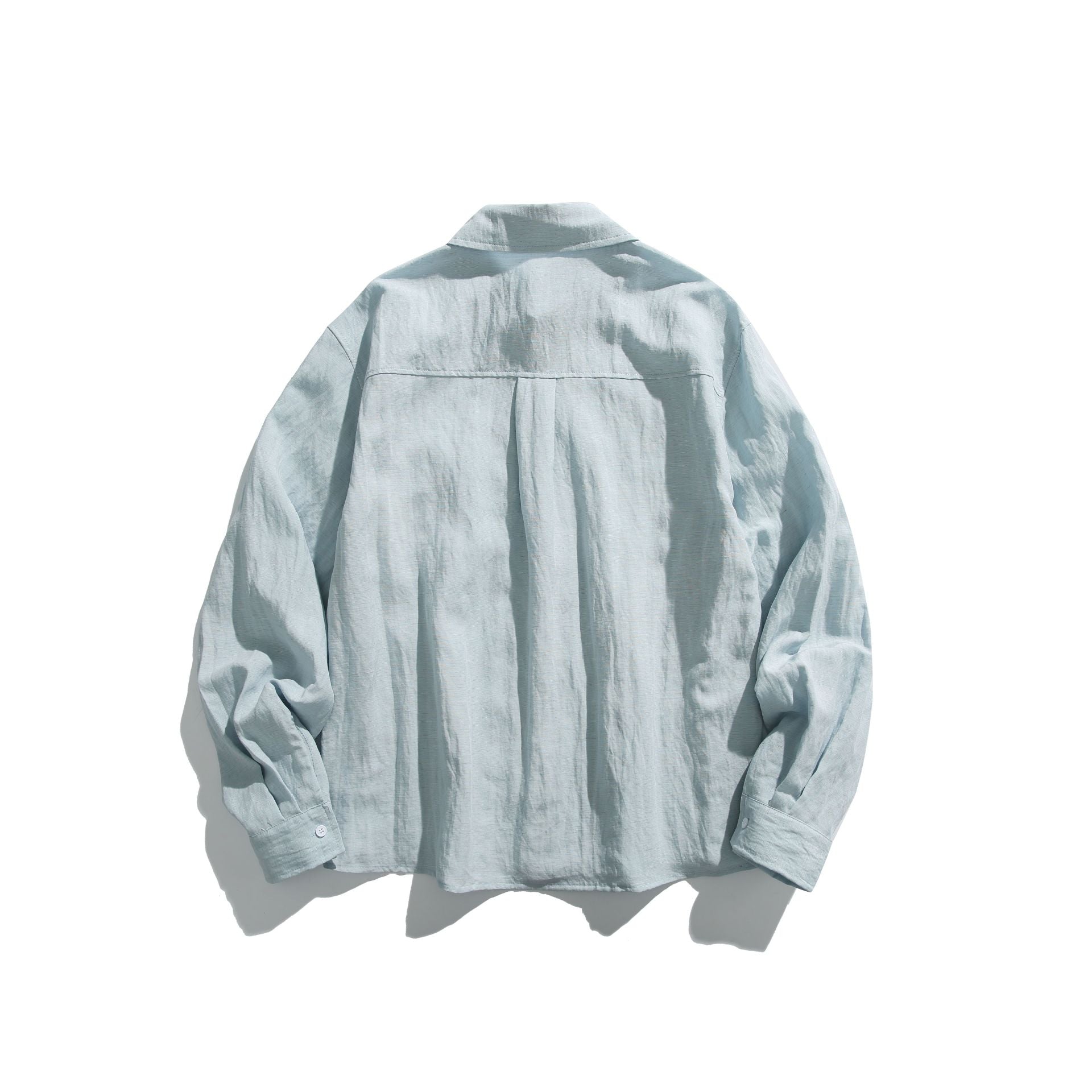 Men's Oversized Linen Blend Shirt Jacket with Chest Pocket and Kent Collar Chichicherry