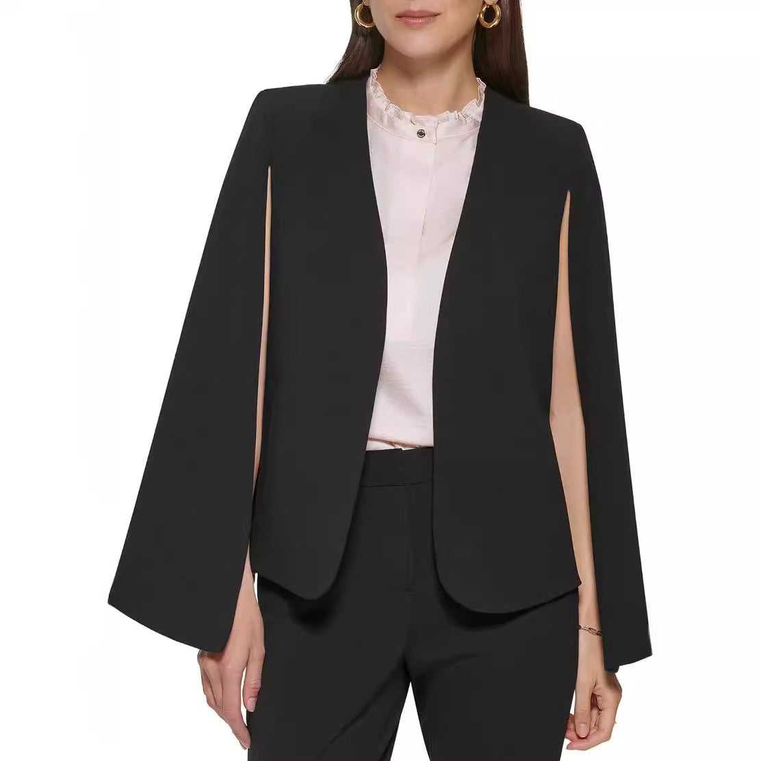 Women's Cape Blazer Set in Tailoring with Cape Sleeves and Slim Suit Pants Chichicherry